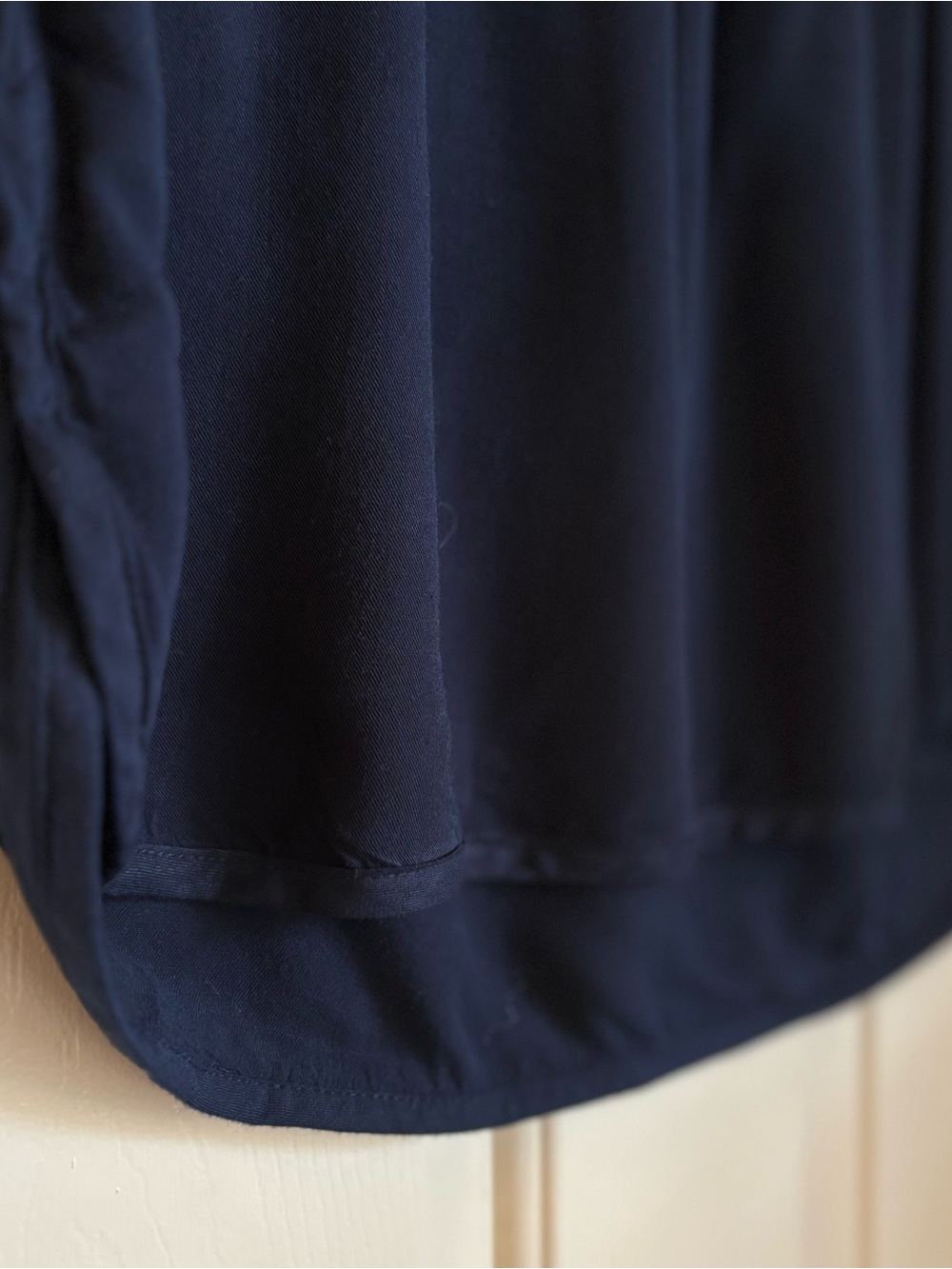 Monochrome Navy 2 Piece Button Up Blouse Dolphin Hem Mini Skirt Coastal Grandma - Picture 7 of 9